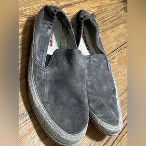 Prada Suede Leather Slip-On Boat Espadrilles - Men's Size US 10 Gray Color